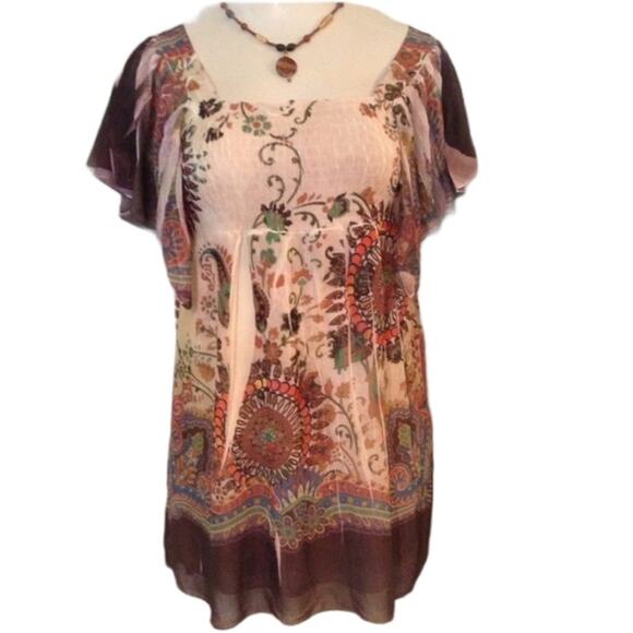UNITY WEAR Boho Babydoll Sublimation Top Medium - Picture 1 of 4